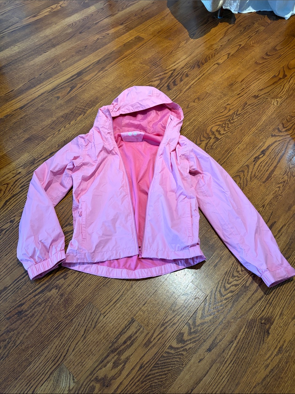 Kids Pink Hooded Windbreaker Jacket
